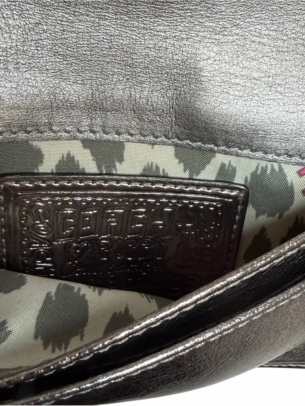 Coach Poppy Metallic Silver Leather Wristlet Clutch - Picture 5 of 5